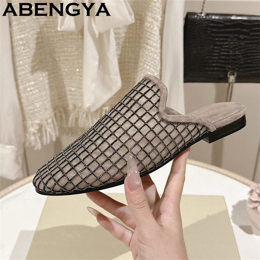 Ethnic Fashion In - Shiny Lace Mesh Round Toe Flat