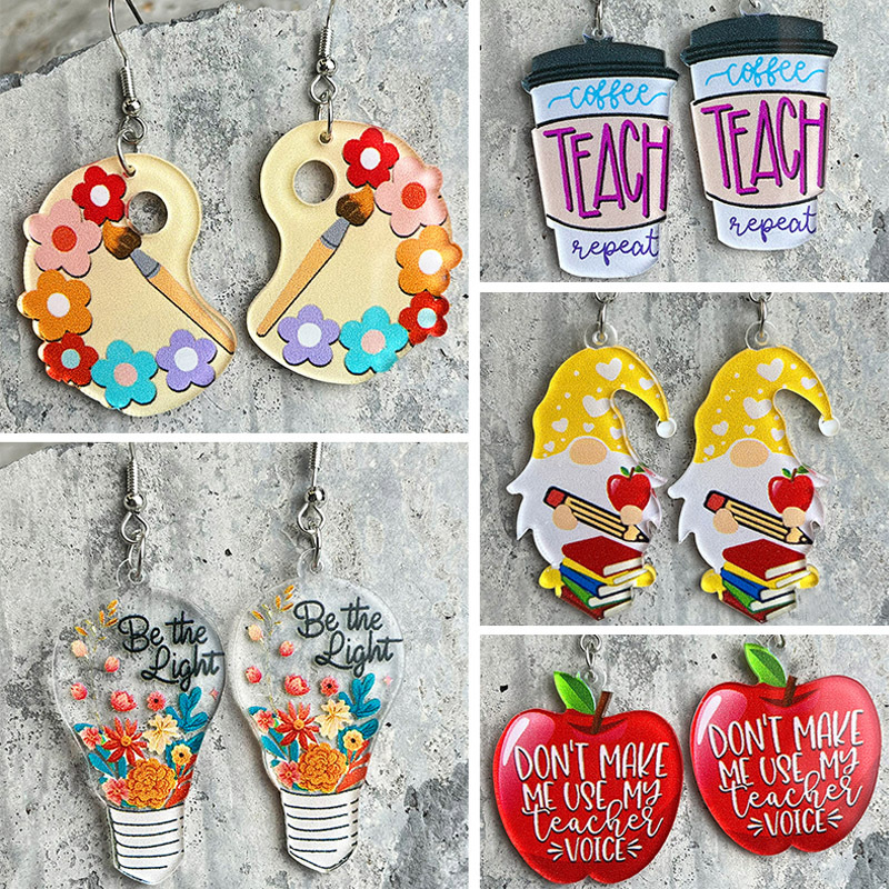 Ethnic Fashion Book - Teachers' Day Earrings Student Apple Book