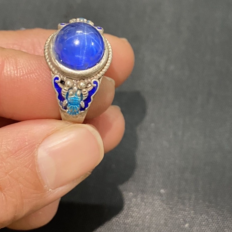 Ethnic Wear Men'S Fashion - Ethnic Cloisonne Open Ring, Exquisite Blue