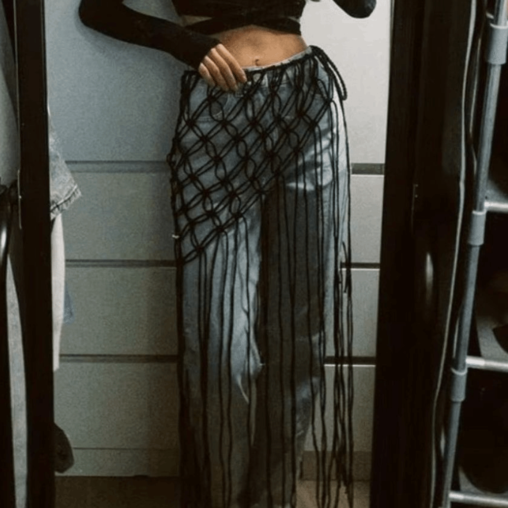 Ethnic Fashion Designer - Fashion Bohemian Netted Fringe Waistband Decorative