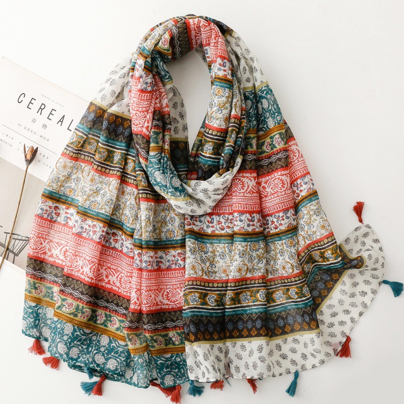 Ethnic Fashion For Ladies - Fashion Bohemina Ethnic Floral Viscose Shawl