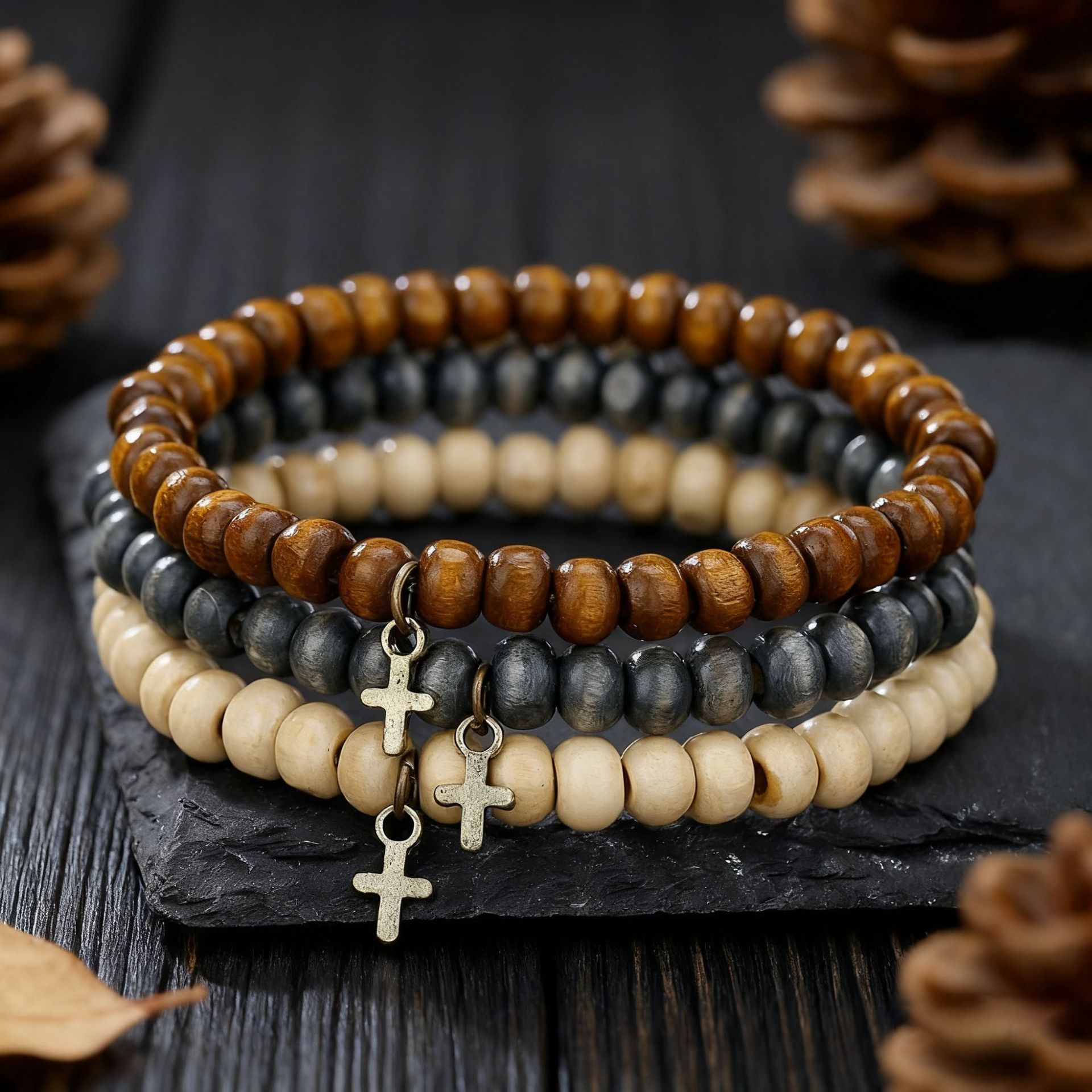 Wood Beaded Bracelet for Men,  - огляд і ціна Ethnic Wear Men'S Fashion