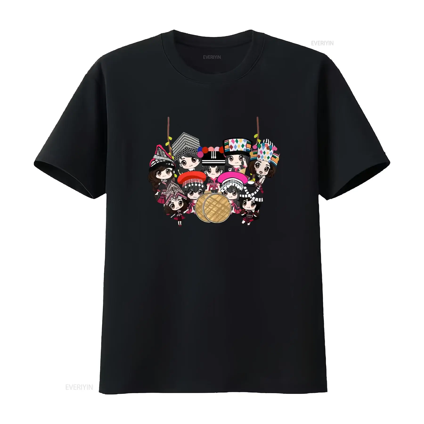 9 Hmong Girls Cartoon Print T  - огляд і ціна Ethnic Wear Men'S Fashion