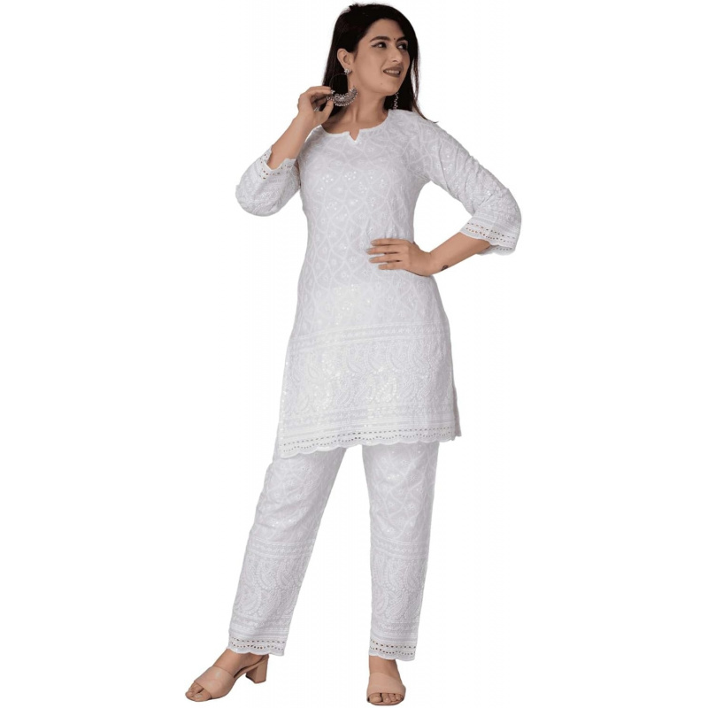 Chikankari Cotton Indian Kurti - огляд і ціна Salwar Kameez Set