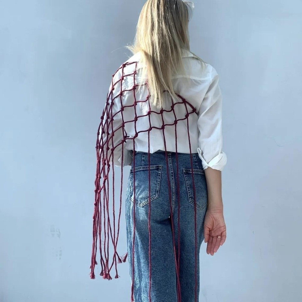 Bohemian Netted Fringe Scarf S - огляд і ціна Ethnic Fashion Designer