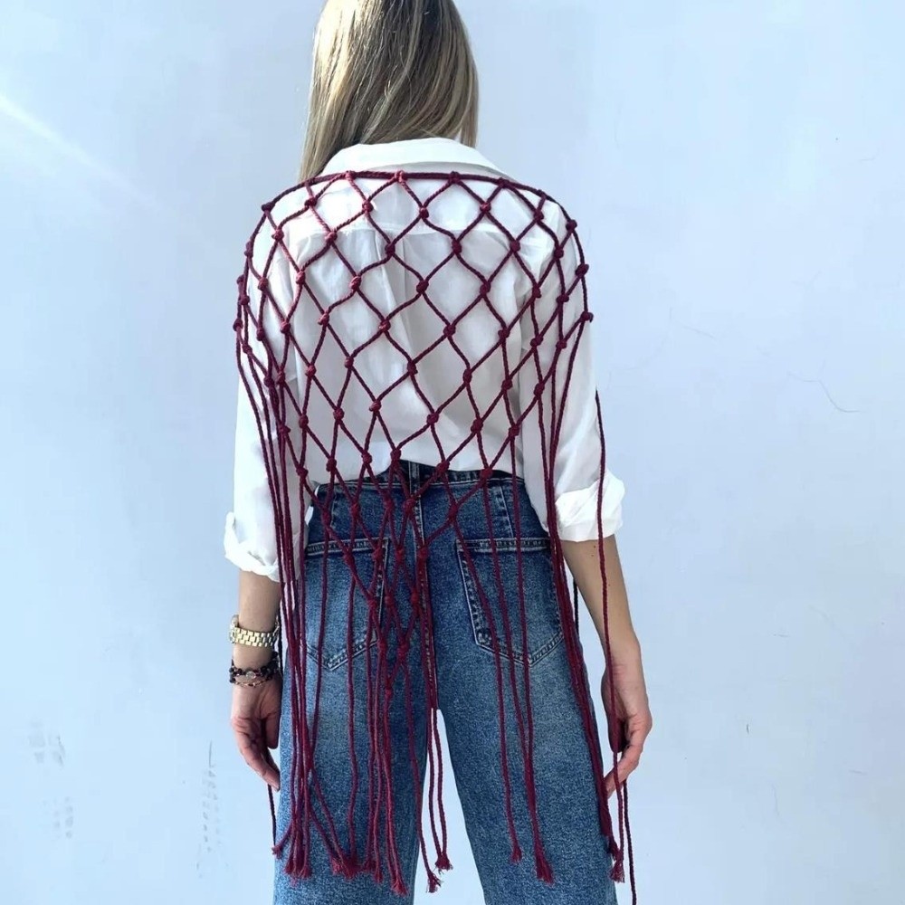 Bohemian Netted Fringe Scarf S - огляд і ціна Ethnic Fashion Designer